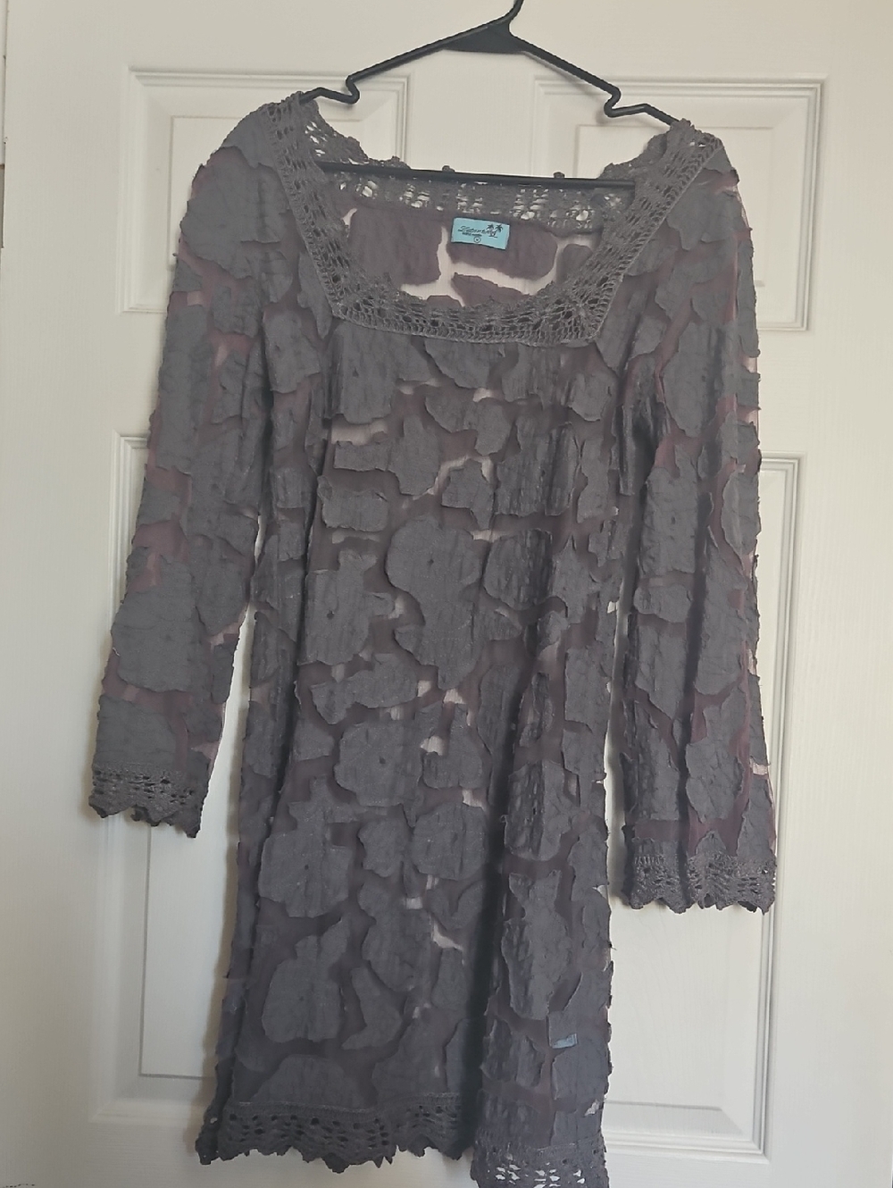 Letarte Gray Mini Dress with Crochet Trim